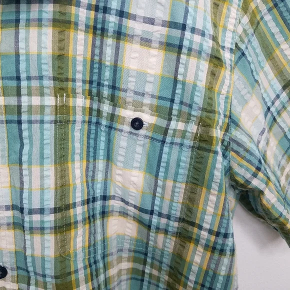 Patagonia Puckerware Shirt Organic Cotton Plaid in Beryl Green Large - Picture 9 of 13